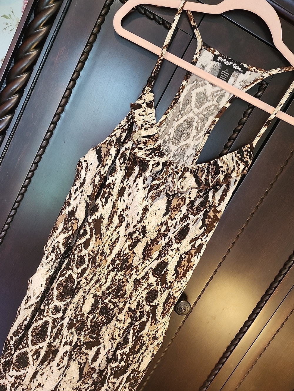 4/$20 Snakeskin Print Sleeveless Mini Dress - Neutral Tones